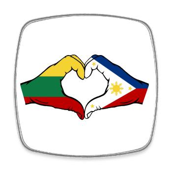 Litauen Philippinen Flagge Hände Herzform - Viereckiger Kühlschrankmagnet - Weiß - Vorne