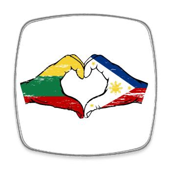 Litauen Philippinen Flagge Hände Herzform used - Viereckiger Kühlschrankmagnet - Weiß - Vorne
