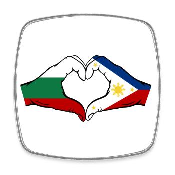 Bulgarien Philippinen Flagge Hände Herzform - Viereckiger Kühlschrankmagnet - Weiß - Vorne