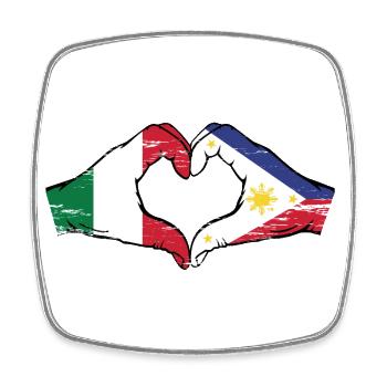 Italien Philippinen Flagge Hände Herzform used - Viereckiger Kühlschrankmagnet - Weiß - Vorne