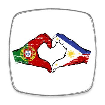 Portugal Philippinen Flagge Hände Herzform used - Viereckiger Kühlschrankmagnet - Weiß - Vorne