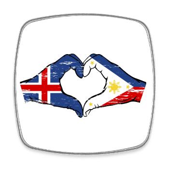 Iceland Philippines flag hands heart shape used - Square fridge magnet - white - Front