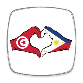 Tunisia Philippines Flag Hands Heart Shape - Square fridge magnet - white - Front