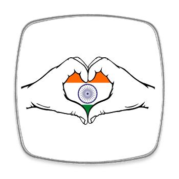 India Flag Hands Heart Shape - Square fridge magnet - white - Front