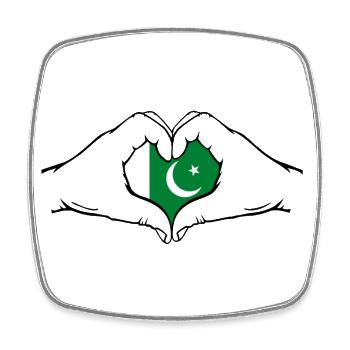 Pakistan Flag Hands Heart Shape - Square fridge magnet - white - Front