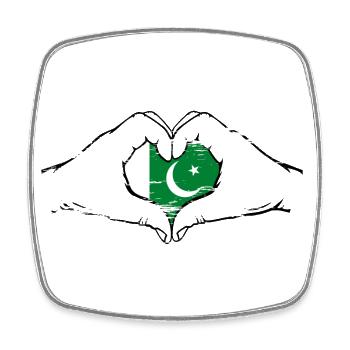 Pakistan flag hands heart shape used - Square fridge magnet - white - Front