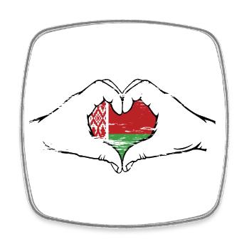 Belarus Flag Hands Heart Shape Used - Square fridge magnet - white - Front