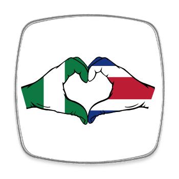 Nigeria Costa Rica Flag Hands Heart Shape - Square fridge magnet - white - Front