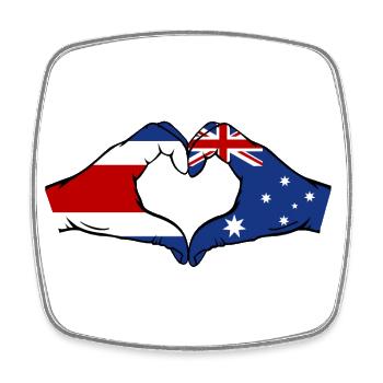 Costa Rica Australia Flag Hands Heart Shape - Square fridge magnet - white - Front