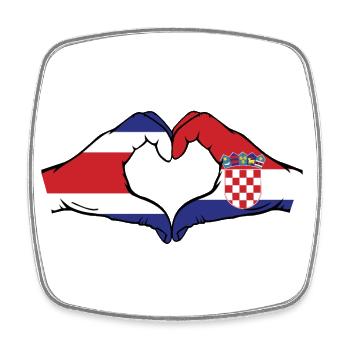 Costa Rica Croatia Flag Hands Heart Shape - Square fridge magnet - white - Front