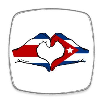 Costa Rica Cuba Flag Hands Heart Shape - Square fridge magnet - white - Front