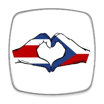 Costa Rica Tschechien Flagge Hände Herzform - Viereckiger Kühlschrankmagnet - Weiß - Vorne
