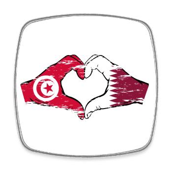 Tunisie Qatar drapeau mains forme de coeur utilisé - Magnet carré - blanc - Devant