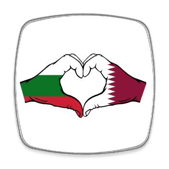 Bulgarien Katar Flagge Hände Herzform - Viereckiger Kühlschrankmagnet - Weiß - Vorne
