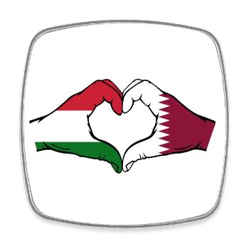 Hungary Qatar Flag Hands Heart Shape - Square fridge magnet - white - Front