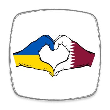 Drapeau de l’Ukraine Qatar Mains Coeur Forme - Magnet carré - blanc - Devant