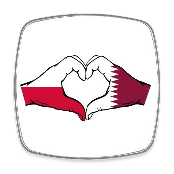 Poland Qatar Flag Hands Heart Shape - Square fridge magnet - white - Front