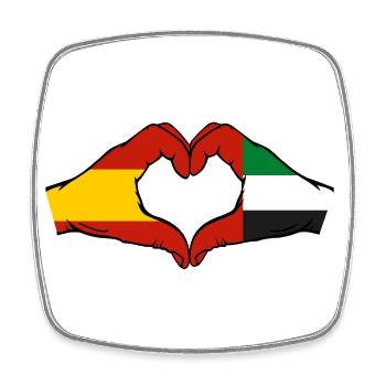 Spanien Vereinigte Arabische Emirate Flagge - Viereckiger Kühlschrankmagnet - Weiß - Vorne