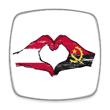 Österreich Angola Flagge Hände Herzform used - Viereckiger Kühlschrankmagnet - Weiß - Vorne