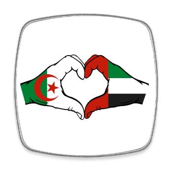 Algerien Vereinigte Arabische Emirate Flagge Herz - Viereckiger Kühlschrankmagnet - Weiß - Vorne