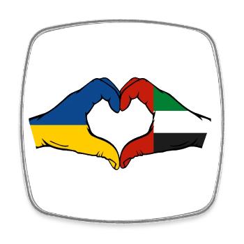 Ukraine Vereinigte Arabische Emirate Herz - Viereckiger Kühlschrankmagnet - Weiß - Vorne