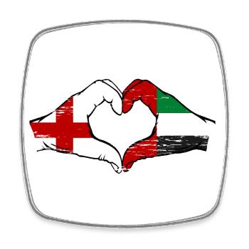 England United Arab Emirates Heart - Square fridge magnet - white - Front