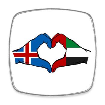 Islande Émirats arabes unis Drapeau Coeur - Magnet carré - blanc - Devant