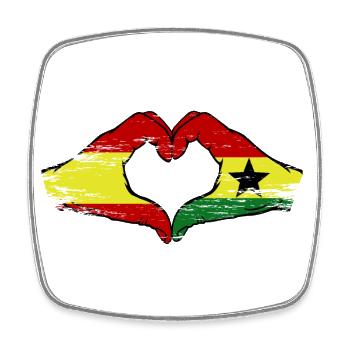 Spain Ghana Flag Hands Heart Shape Used - Square fridge magnet - white - Front