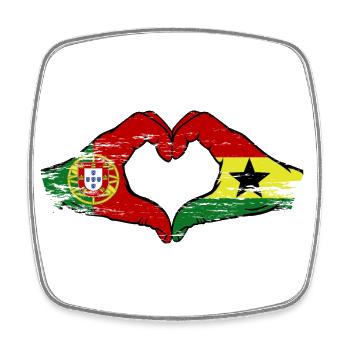 Portugal Ghana Flag Heart - Square fridge magnet - white - Front