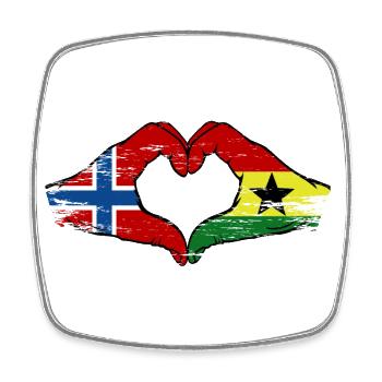 Norway Ghana flag hands heart shape used - Square fridge magnet - white - Front