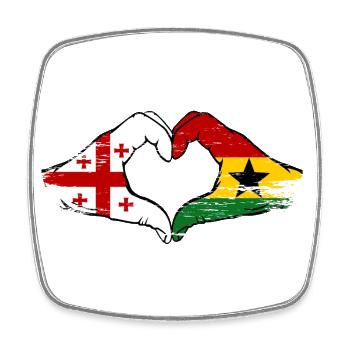Georgien Ghana Flagge Hände Herzform used - Viereckiger Kühlschrankmagnet - Weiß - Vorne