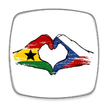 Ghana Tschechien Flagge Hände Herzform used - Viereckiger Kühlschrankmagnet - Weiß - Vorne
