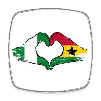 Nigeria Ghana drapeau mains forme de coeur utilisé - Magnet carré - blanc - Devant
