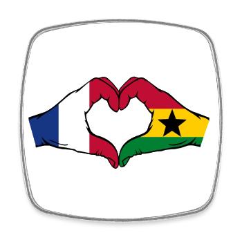 France Ghana Flag Hands Heart Shape - Square fridge magnet - white - Front