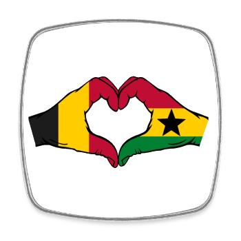 Belgien Ghana Flagge Hände Herzform - Viereckiger Kühlschrankmagnet - Weiß - Vorne