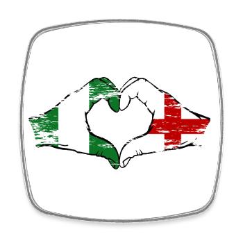 Nigeria Angleterre Drapeau Mains Coeur Forme Utilisé - Magnet carré - blanc - Devant
