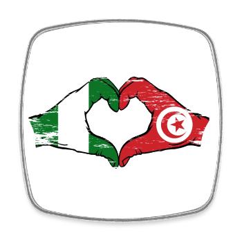 Nigeria Tunisie drapeau mains forme de coeur utilisé - Magnet carré - blanc - Devant