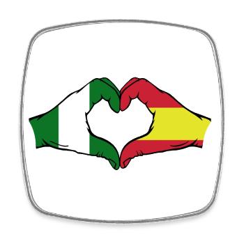 Nigeria Espagne Drapeau Mains Coeur Forme - Magnet carré - blanc - Devant