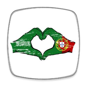 Arabie Saoudite Portugal Drapeau Mains Coeur Forme Utilisé - Magnet carré - blanc - Devant