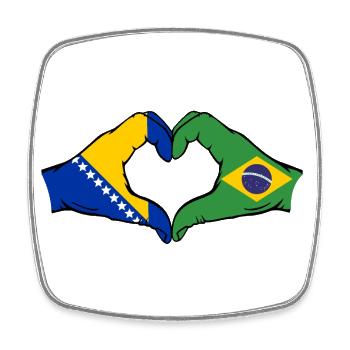 Bosnie Brésil Drapeau Mains Coeur Forme - Magnet carré - blanc - Devant