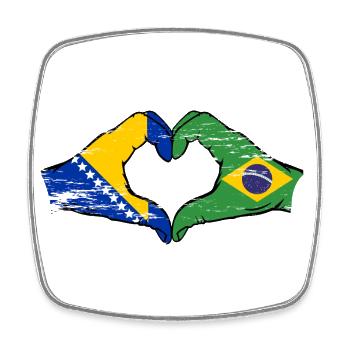 Bosnien Brasilien Flagge Hände Herzform used - Viereckiger Kühlschrankmagnet - Weiß - Vorne