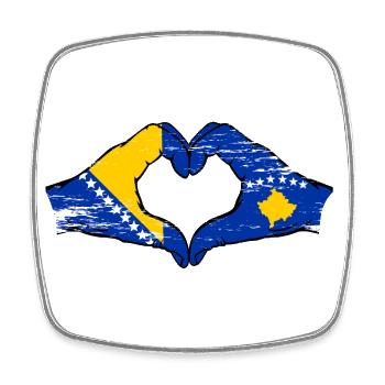 Bosnien Kosovo Flagge Hände Herzform used - Viereckiger Kühlschrankmagnet - Weiß - Vorne