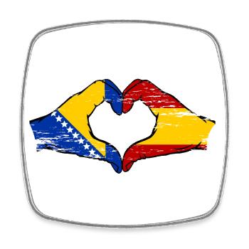 Bosnien Spanien Flagge Hände Herzform used - Viereckiger Kühlschrankmagnet - Weiß - Vorne