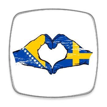 Bosnien Schweden Flagge Hände Herzform used - Viereckiger Kühlschrankmagnet - Weiß - Vorne