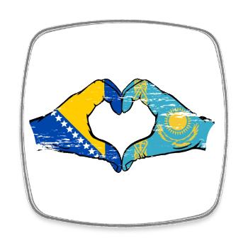 Bosnie Kazakhstan drapeau mains forme de coeur utilisé - Magnet carré - blanc - Devant