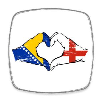 Bosnia England flag hands heart shape used - Square fridge magnet - white - Front