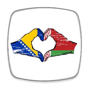 Bosnien Belarus Flagge Hände Herzform used - Viereckiger Kühlschrankmagnet - Weiß - Vorne