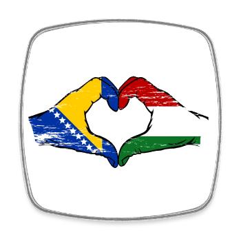 Bosnien Ungarn Flagge Hände Herzform used - Viereckiger Kühlschrankmagnet - Weiß - Vorne