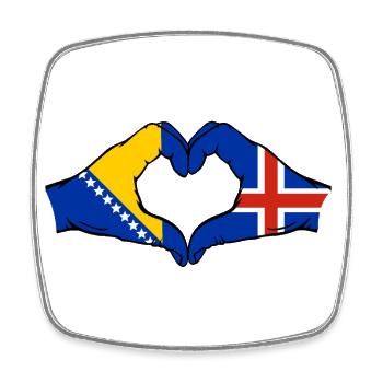Drapeau de l’île de Bosnie mains forme de coeur - Magnet carré - blanc - Devant