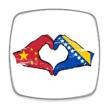 Chine Bosnie drapeau coeur forme - Magnet carré - blanc - Devant